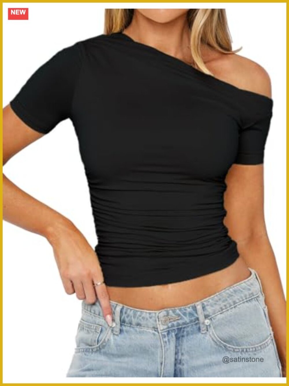 Off Shoulder Crop Top Slim Fitted Short Sleeve Y2K Summer Going Out